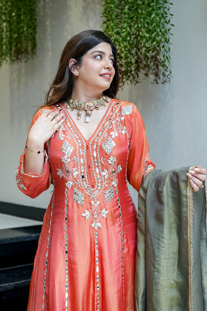 Taara Gotta And Mirror Detailing Anarkali