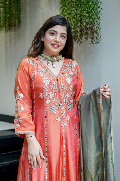 Taara Gotta And Mirror Detailing Anarkali