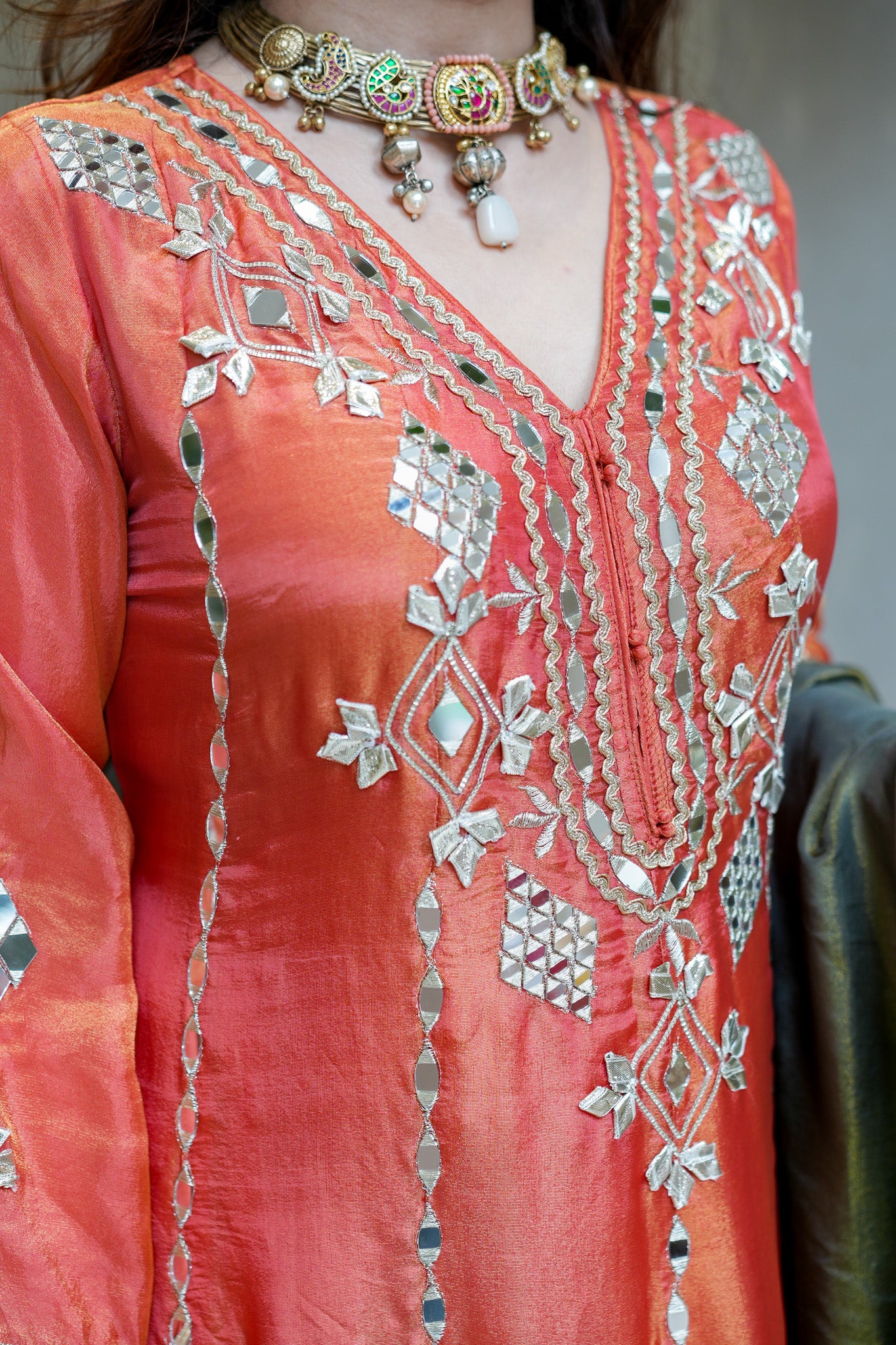 Taara Gotta And Mirror Detailing Anarkali