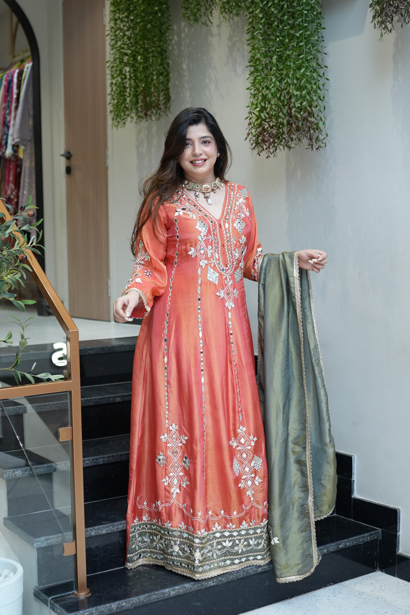 Taara Gotta And Mirror Detailing Anarkali