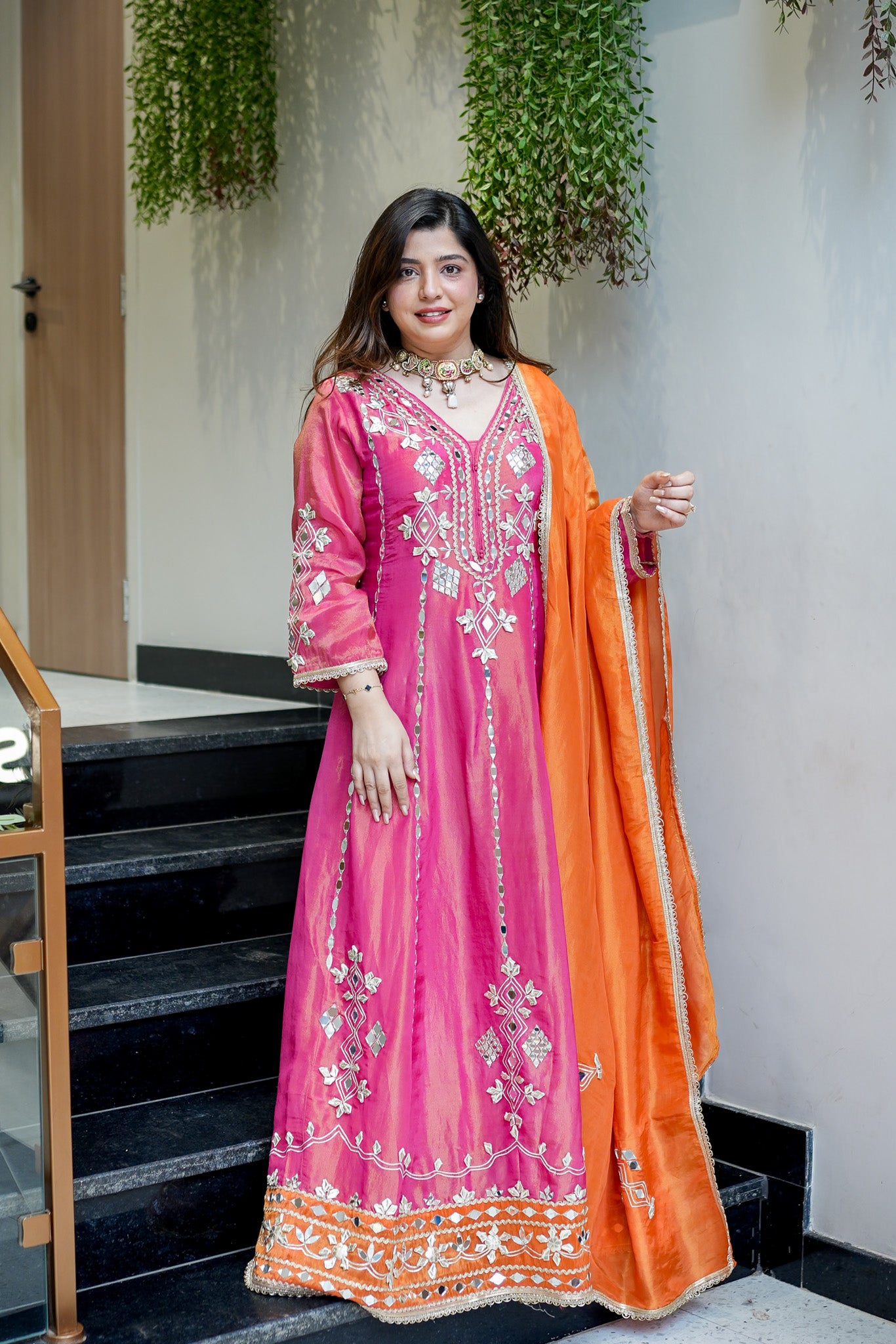 Taara Gotta And Mirror Detailing Anarkali