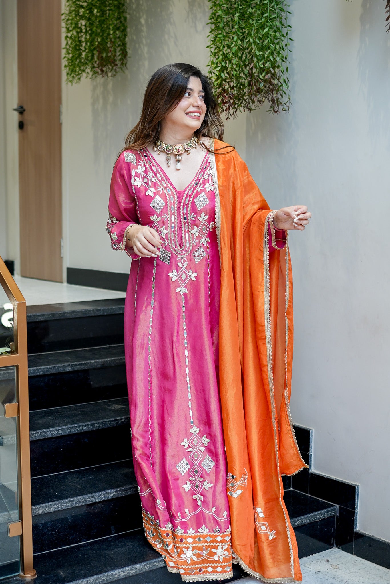 Taara Gotta And Mirror Detailing Anarkali
