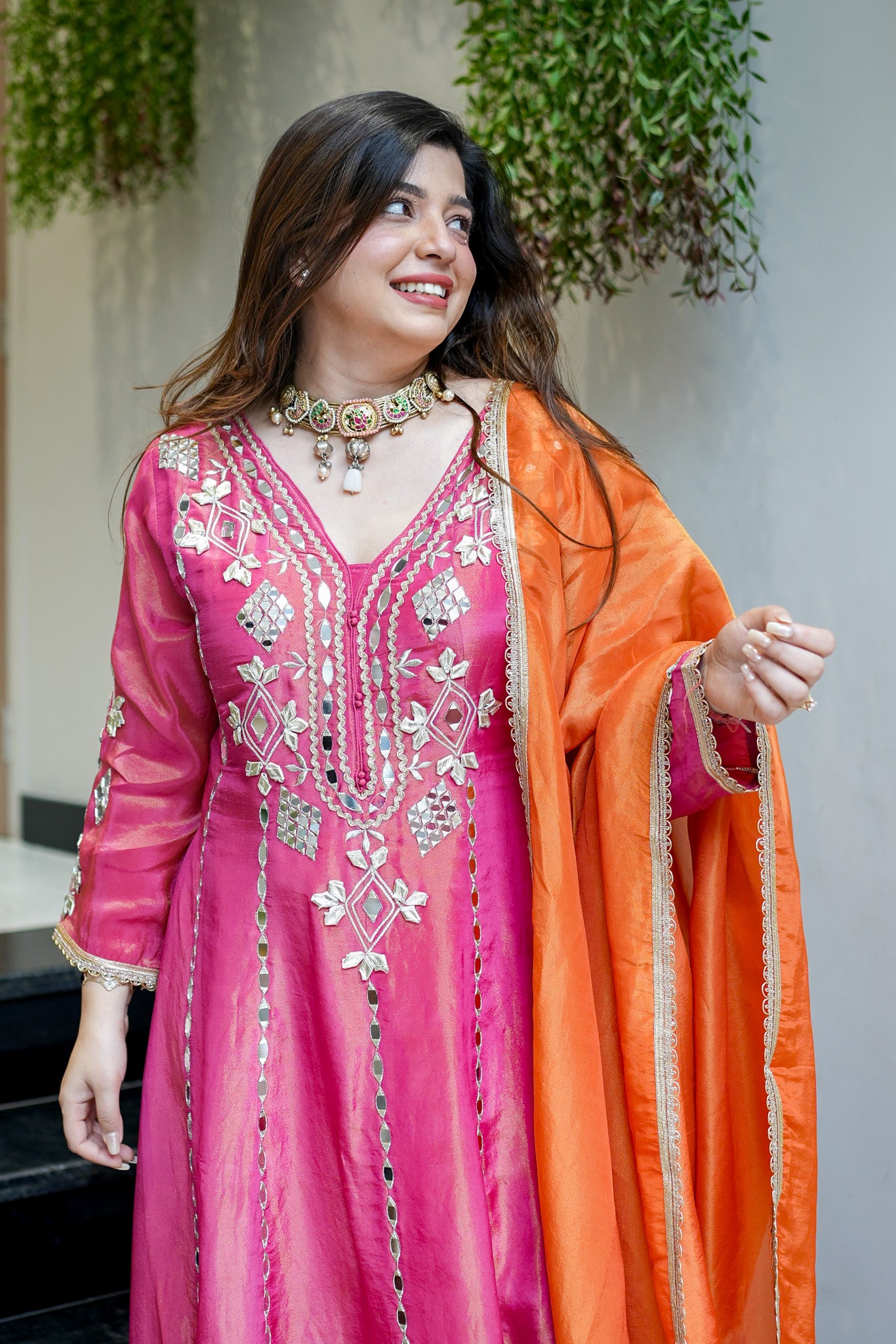 Taara Gotta And Mirror Detailing Anarkali