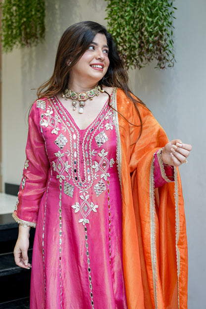 Taara Gotta And Mirror Detailing Anarkali