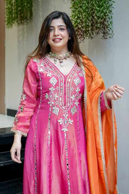Taara Gotta And Mirror Detailing Anarkali