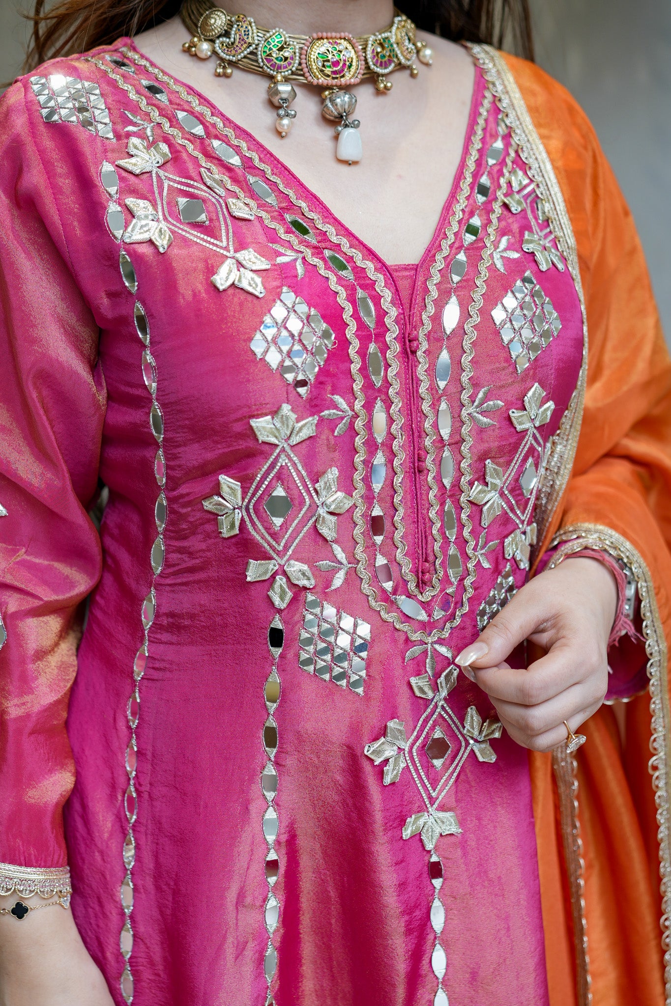 Taara Gotta And Mirror Detailing Anarkali