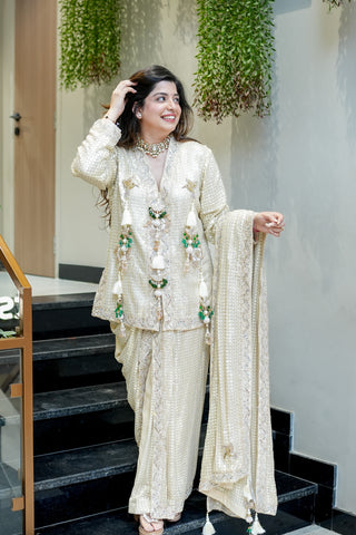 Aqsa Champagne Luxe Suit Set