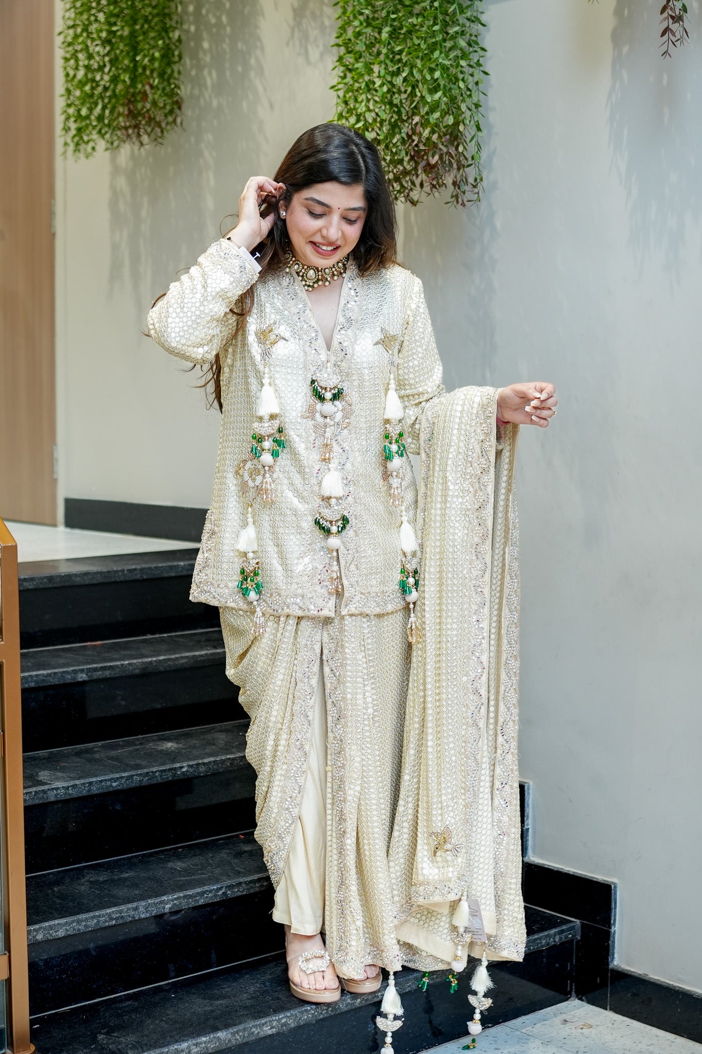 Aqsa Champagne Luxe Suit Set