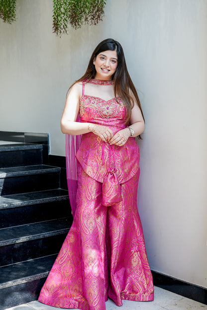 Yashvika Embroidered Banarasi Sharara Set