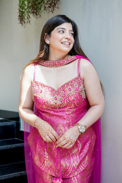 Yashvika Embroidered Banarasi Sharara Set