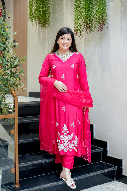 Naima Embroidered Silk Suit Set