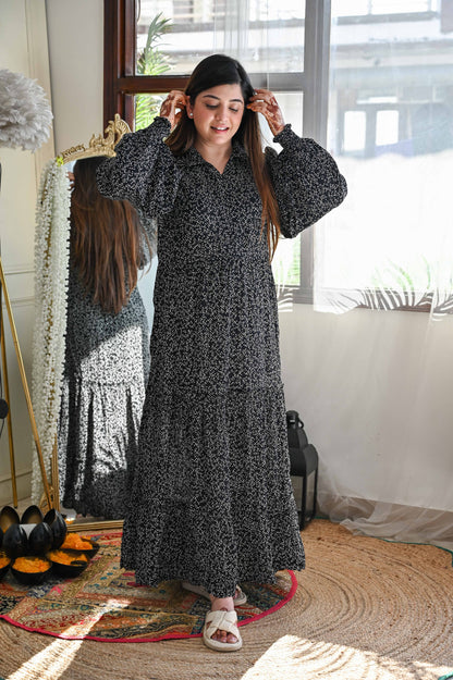 Black Printed Maxi Dress