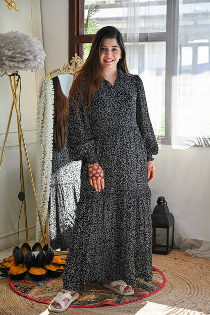 Black Printed Maxi Dress