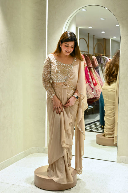 Saba Drape Saree with Hand Embroidered Blouse