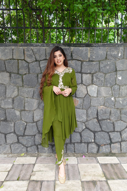 Heera Green Embriodered Dhoti Set
