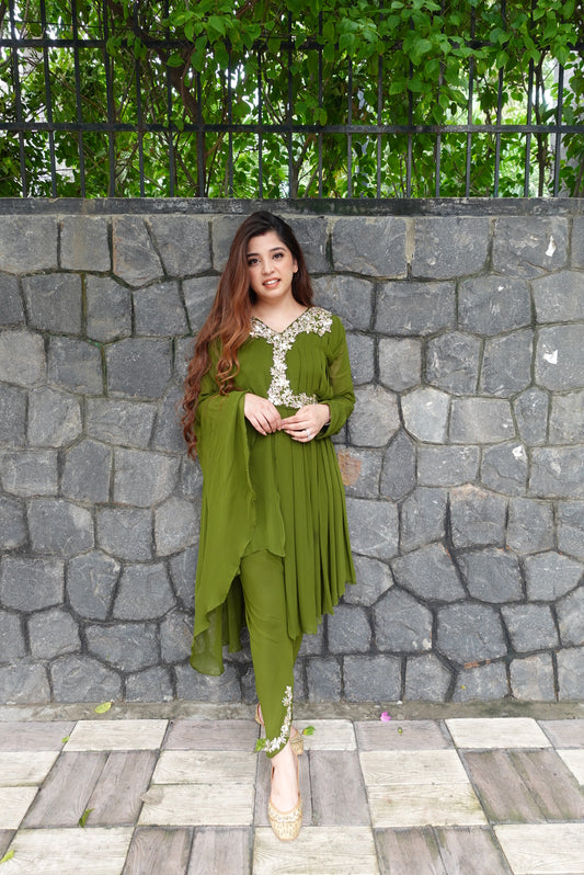 Heera Green Embriodered Dhoti Set