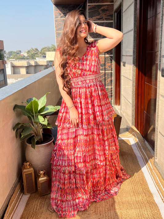 Surya Multicolor Frill Gown