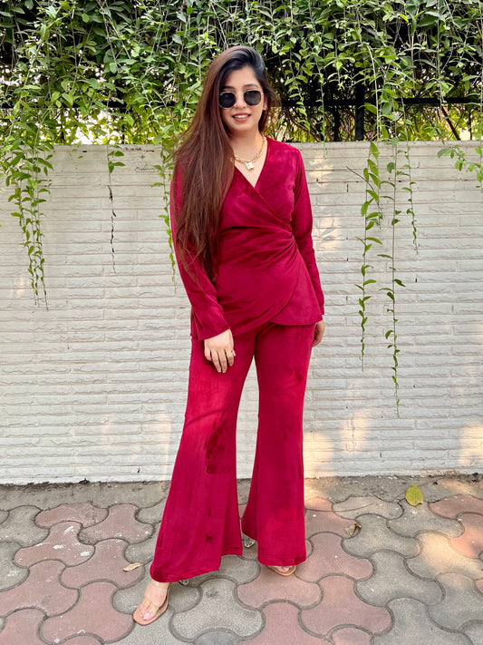 Noor Red Velvet Cordset