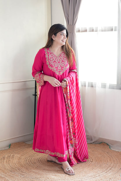 Radha Hot Pink Anarkali Suit Set