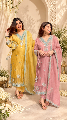Disha Mirror Work Suit Set with Potli