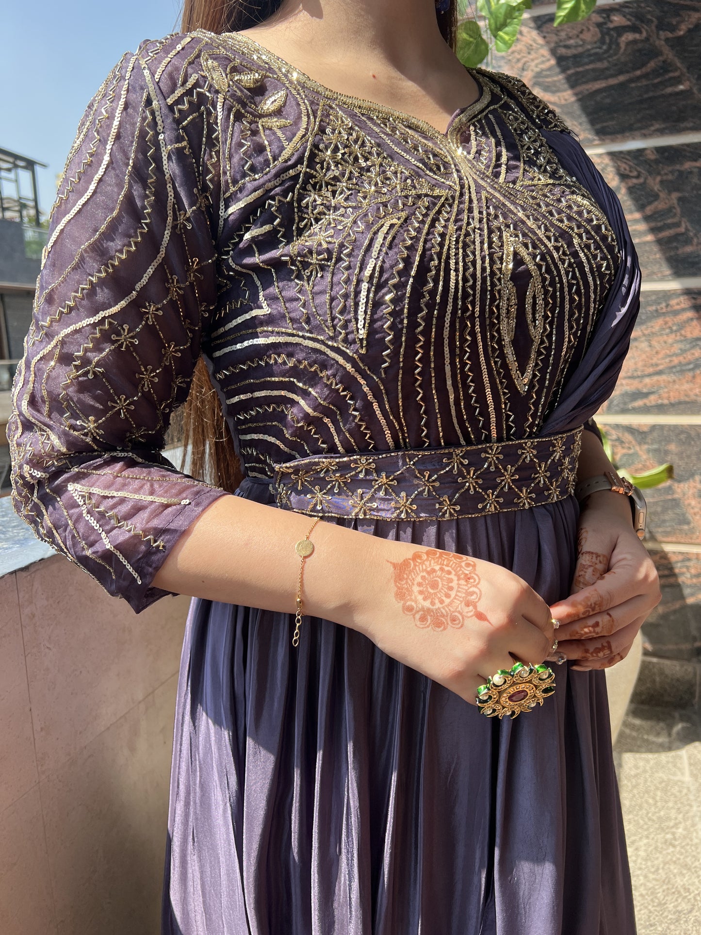 Vitra Purple Voluminous Maxi With Belt