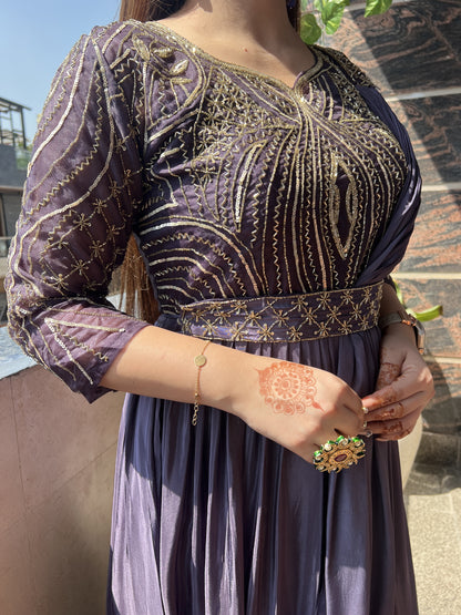 Vitra Purple Voluminous Maxi With Belt