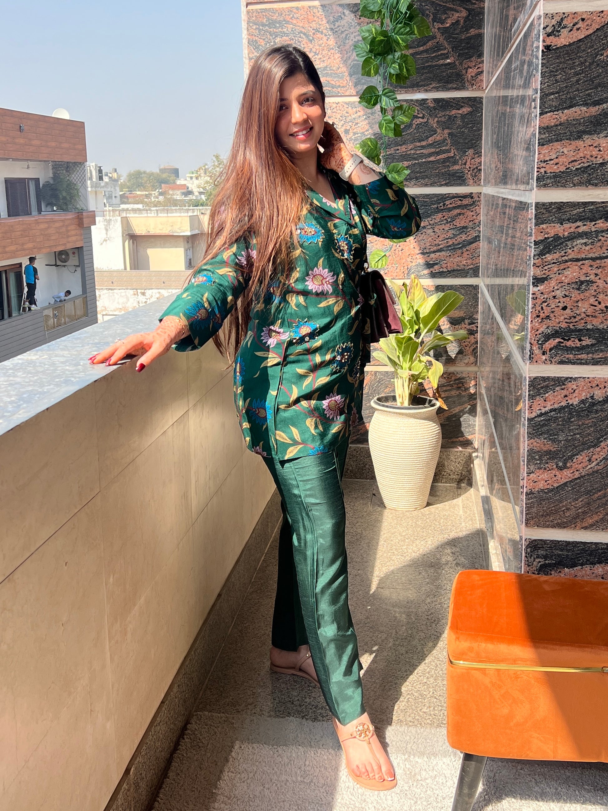 Glits Green Printed Cordset