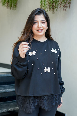 Butterfly Crystal Embellished Sweatshirt