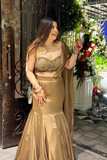 Vinci Golden Tube Drape Saree