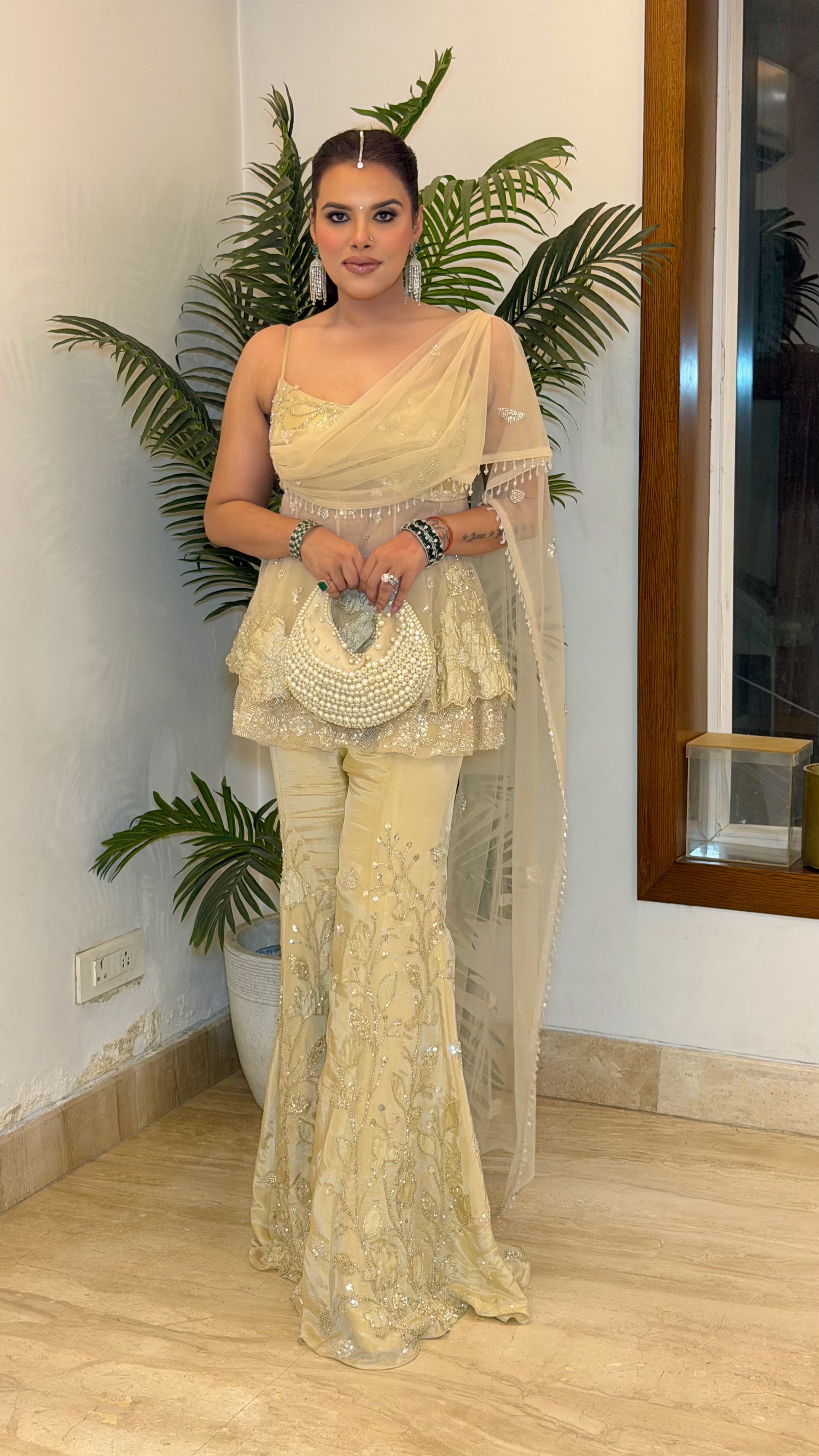 Neyah Peplum Suit With Attached Dupatta