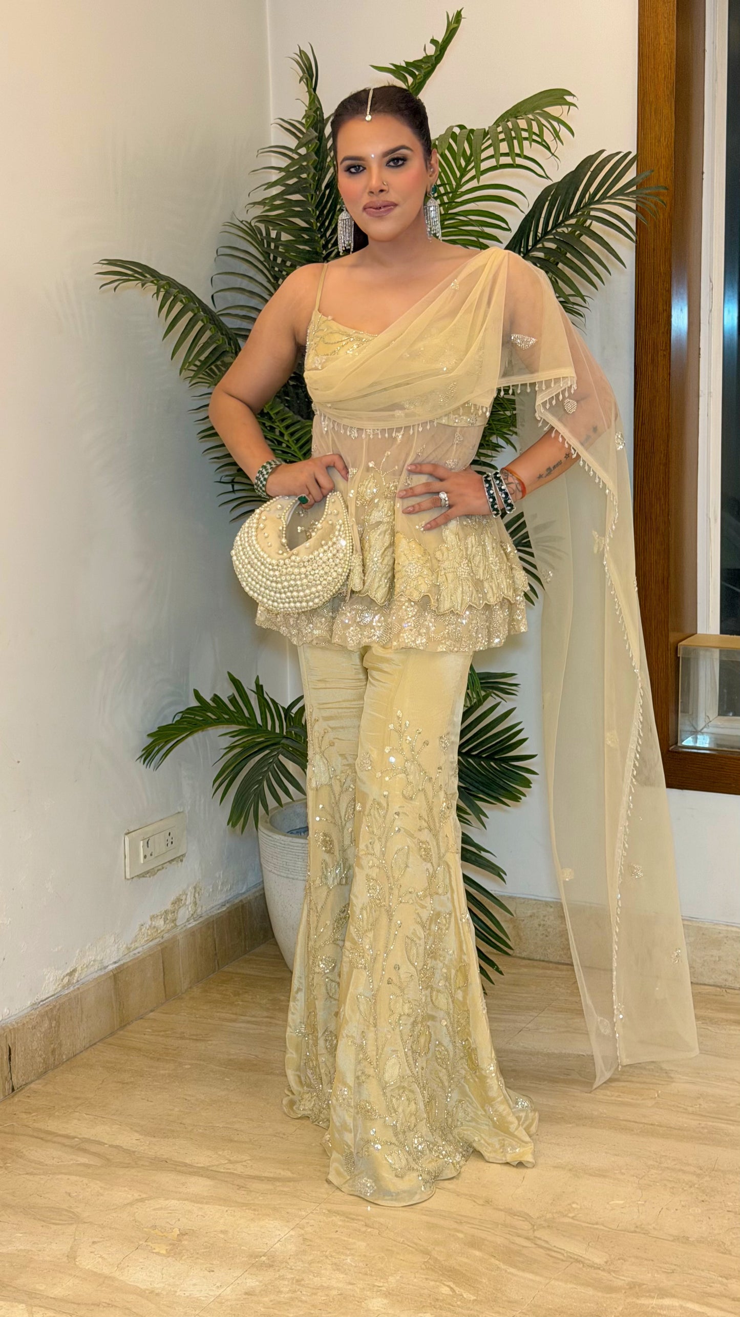 Neyah Peplum Suit With Attached Dupatta