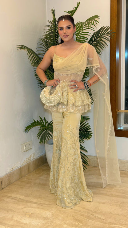 Neyah Peplum Suit With Attached Dupatta