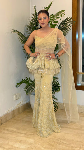 Neyah Peplum Suit With Attached Dupatta