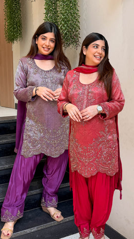 Wareen Embroidered Silk Suit Set