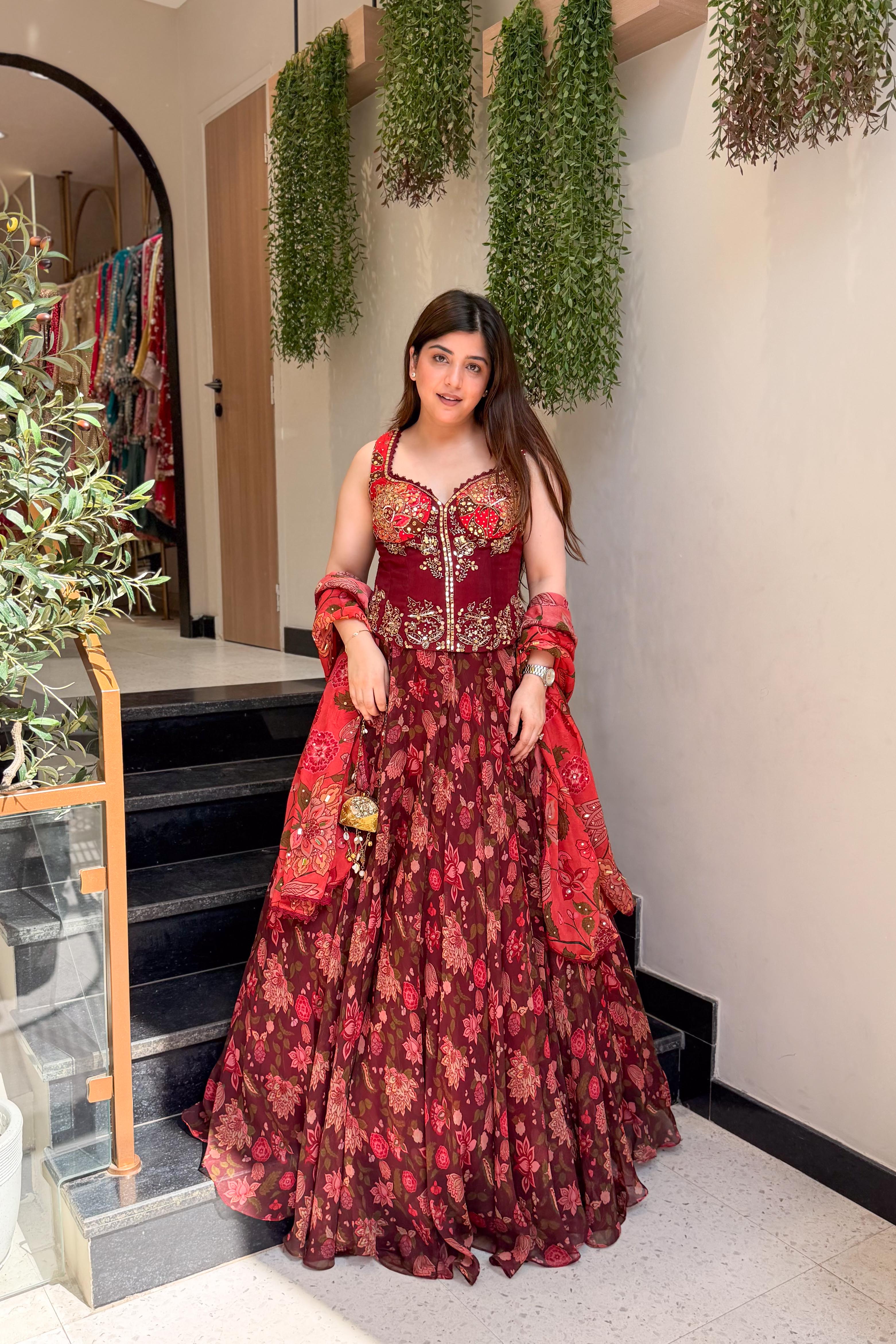 Reedha Embroidered Corset Lehenga