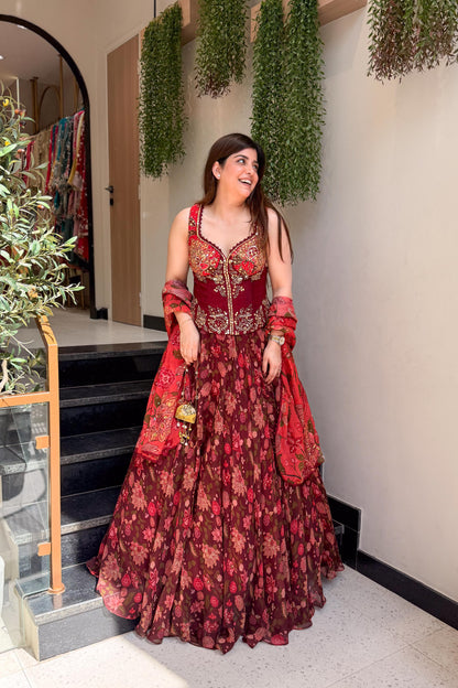 Reedha Embroidered Corset Lehenga