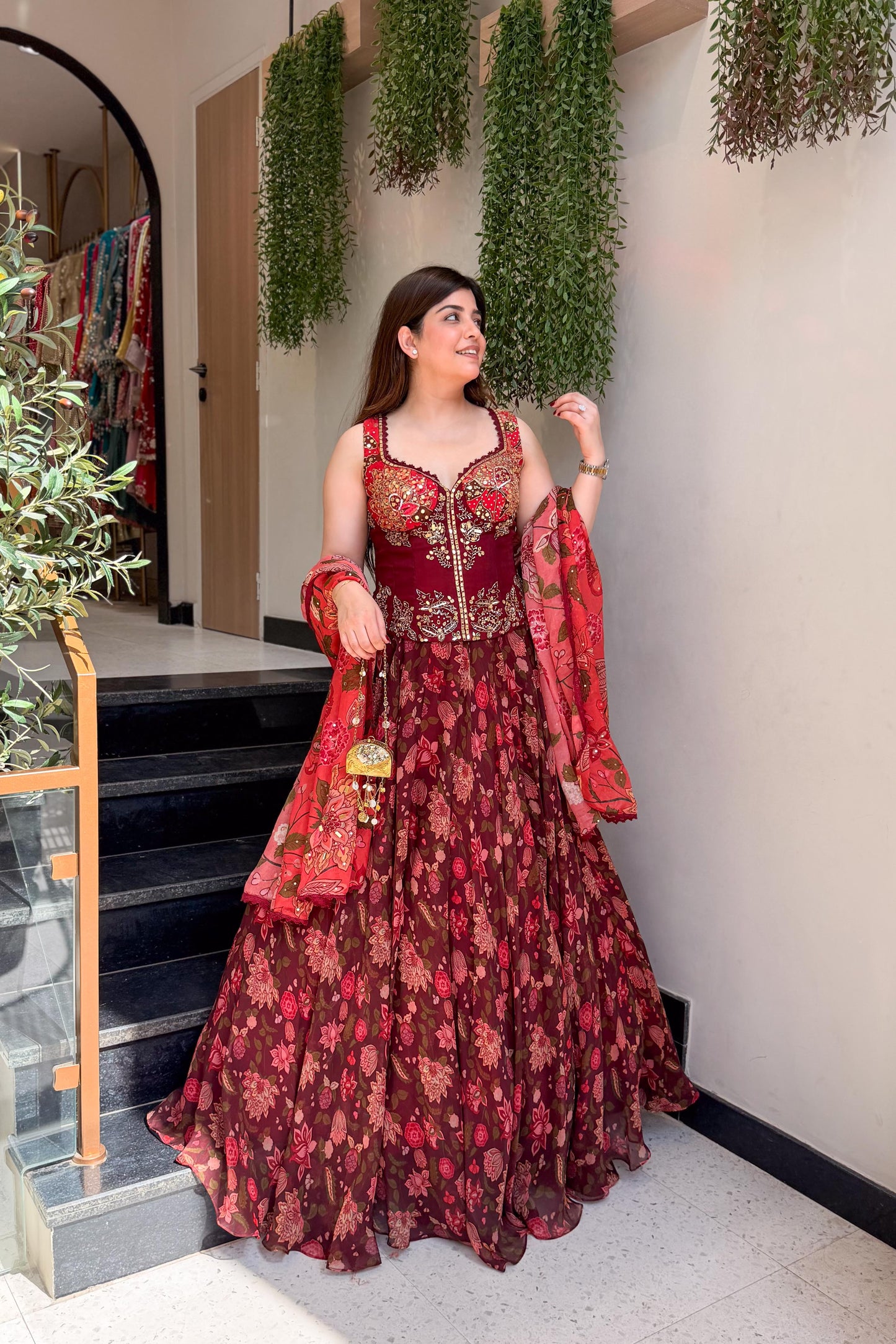 Reedha Embroidered Corset Lehenga