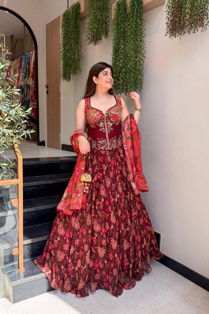 Reedha Embroidered Corset Lehenga