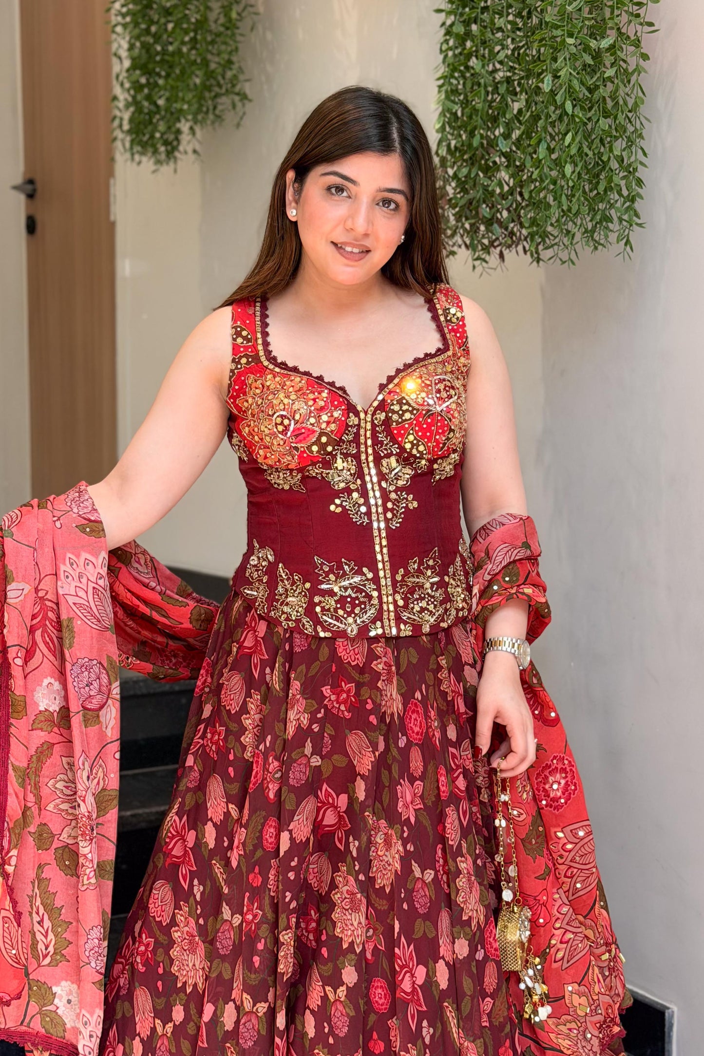 Reedha Embroidered Corset Lehenga