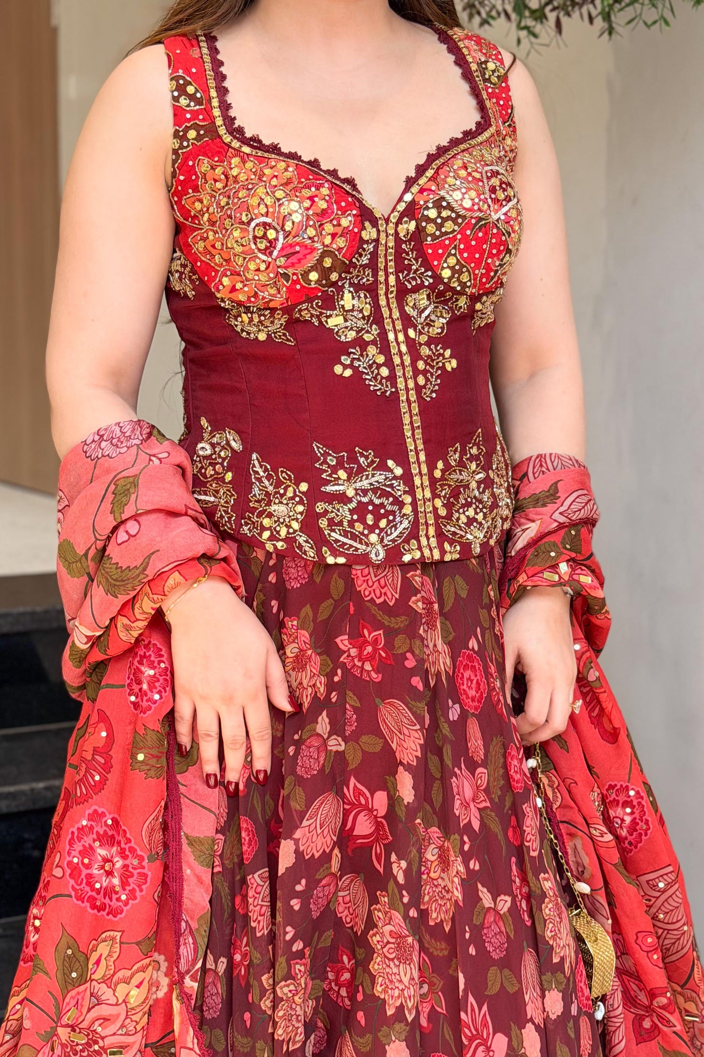 Reedha Embroidered Corset Lehenga