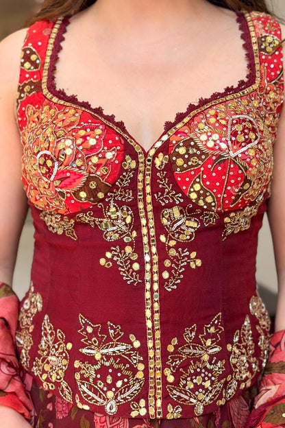 Reedha Embroidered Corset Lehenga