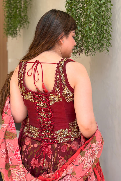 Reedha Embroidered Corset Lehenga