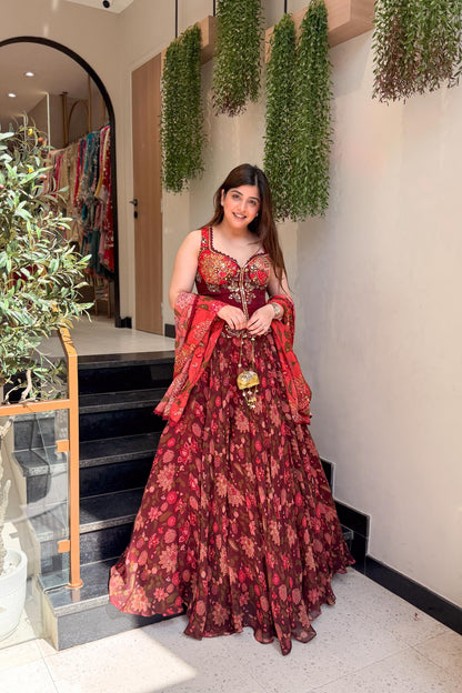 Reedha Embroidered Corset Lehenga