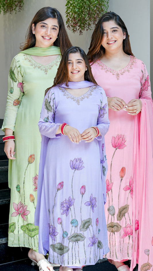 Ramini Hand Painted Anarkali Suit Set