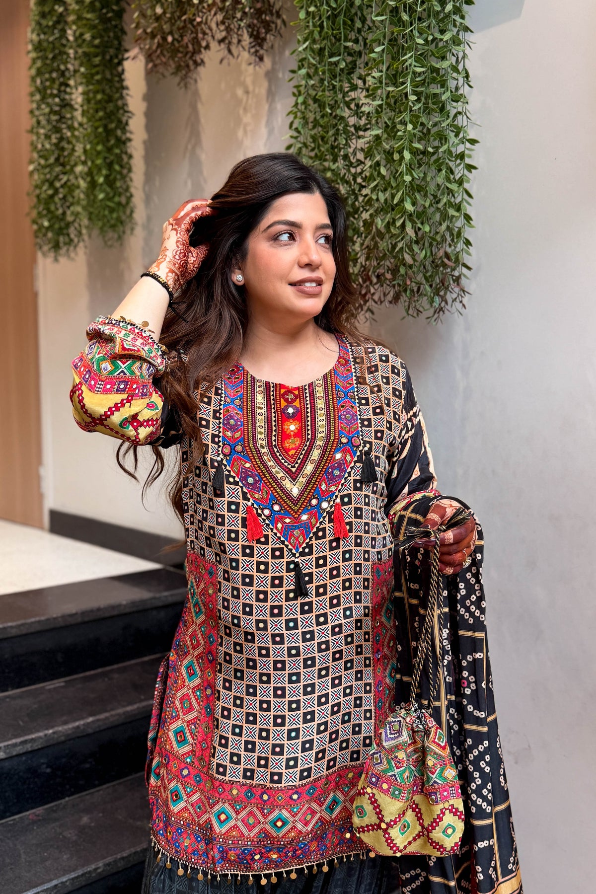 Faiza Black Printed Suit Set