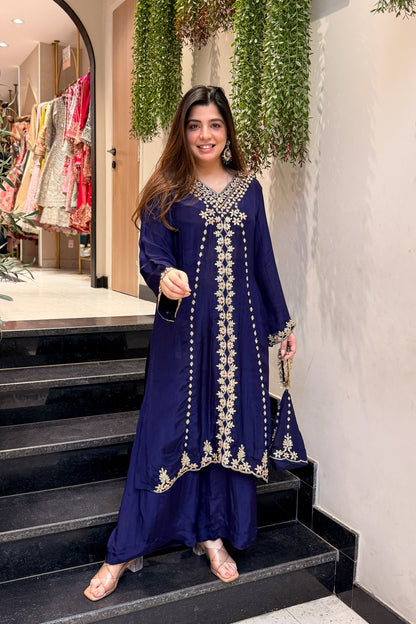 Arishfa Embroidered Co ord Set with Potli