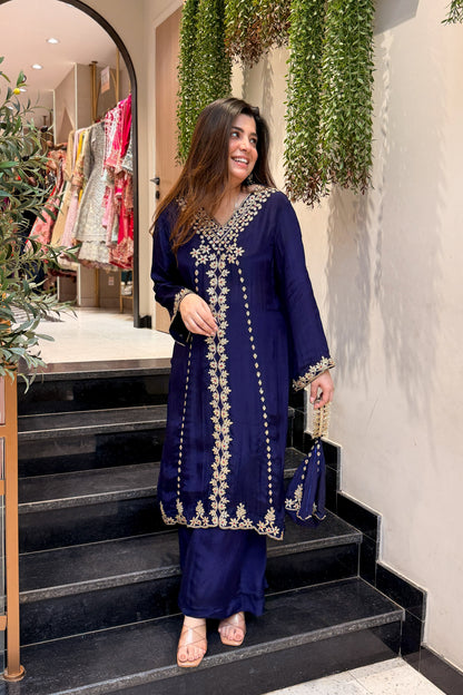 Arishfa Embroidered Co ord Set with Potli
