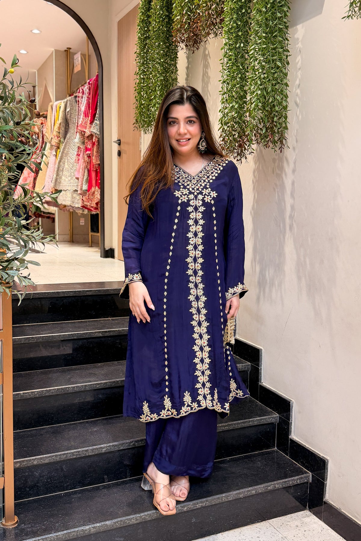 Arishfa Embroidered Co ord Set with Potli