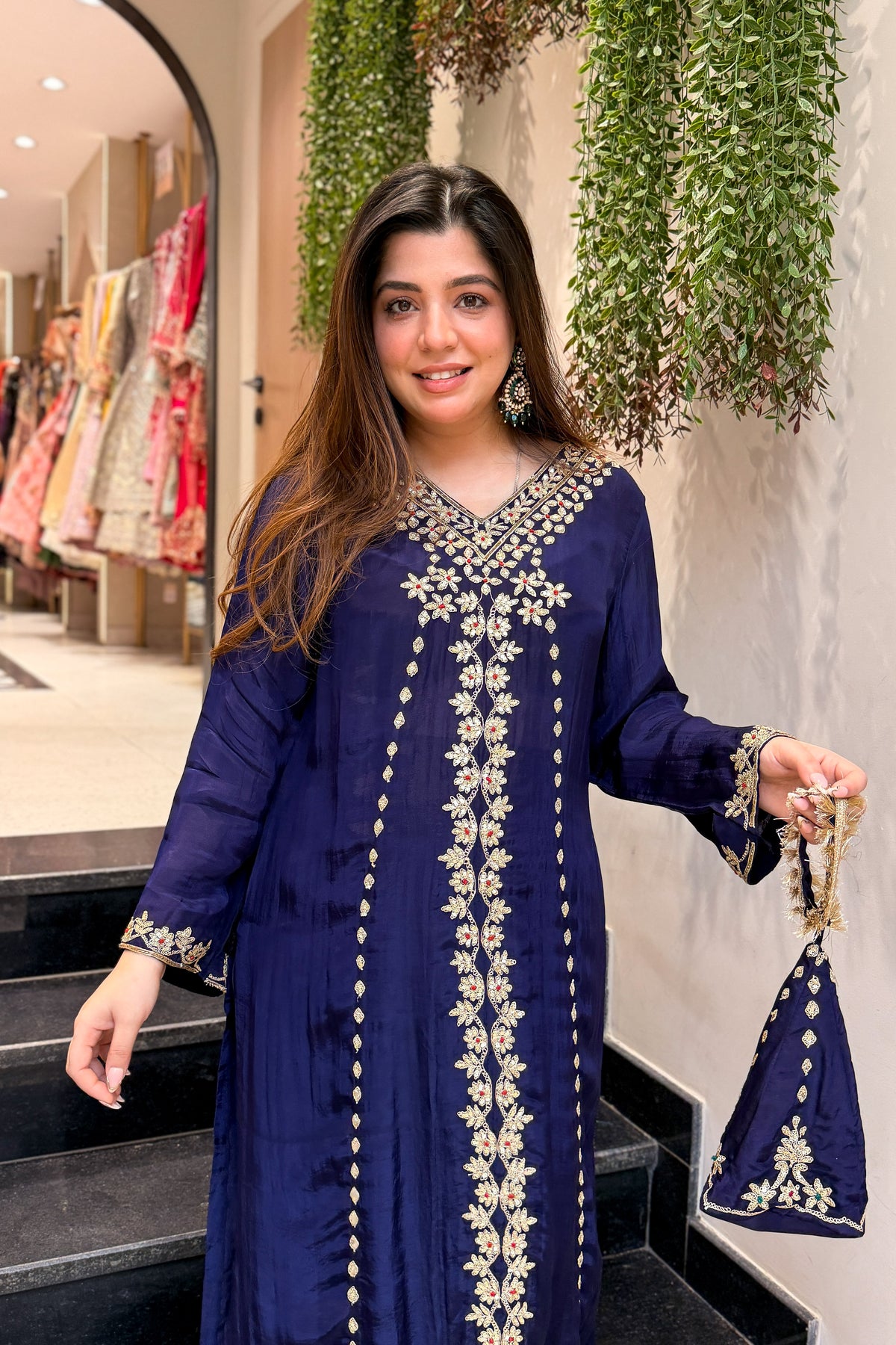 Arishfa Embroidered Co ord Set with Potli