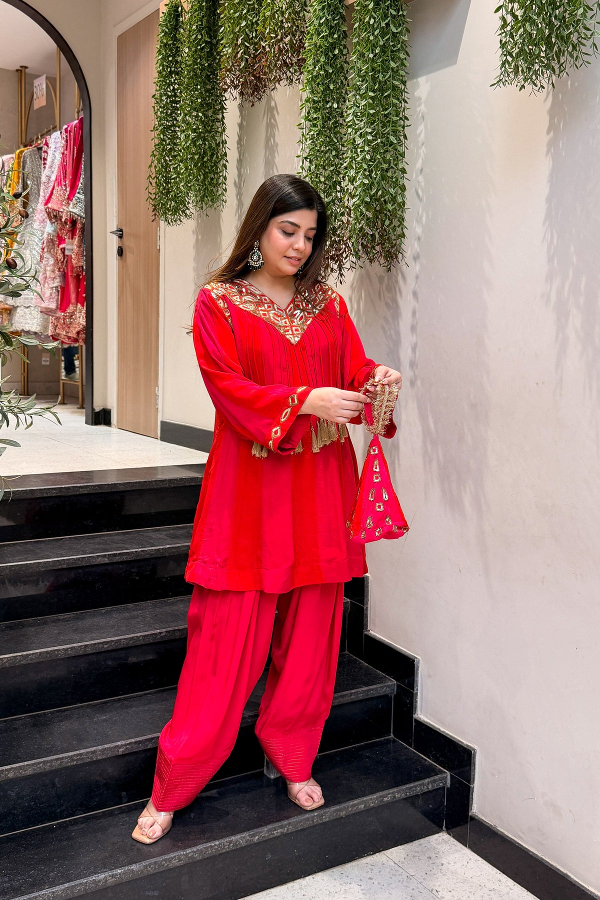 Rumara Embroidered Co ord Set with Potli